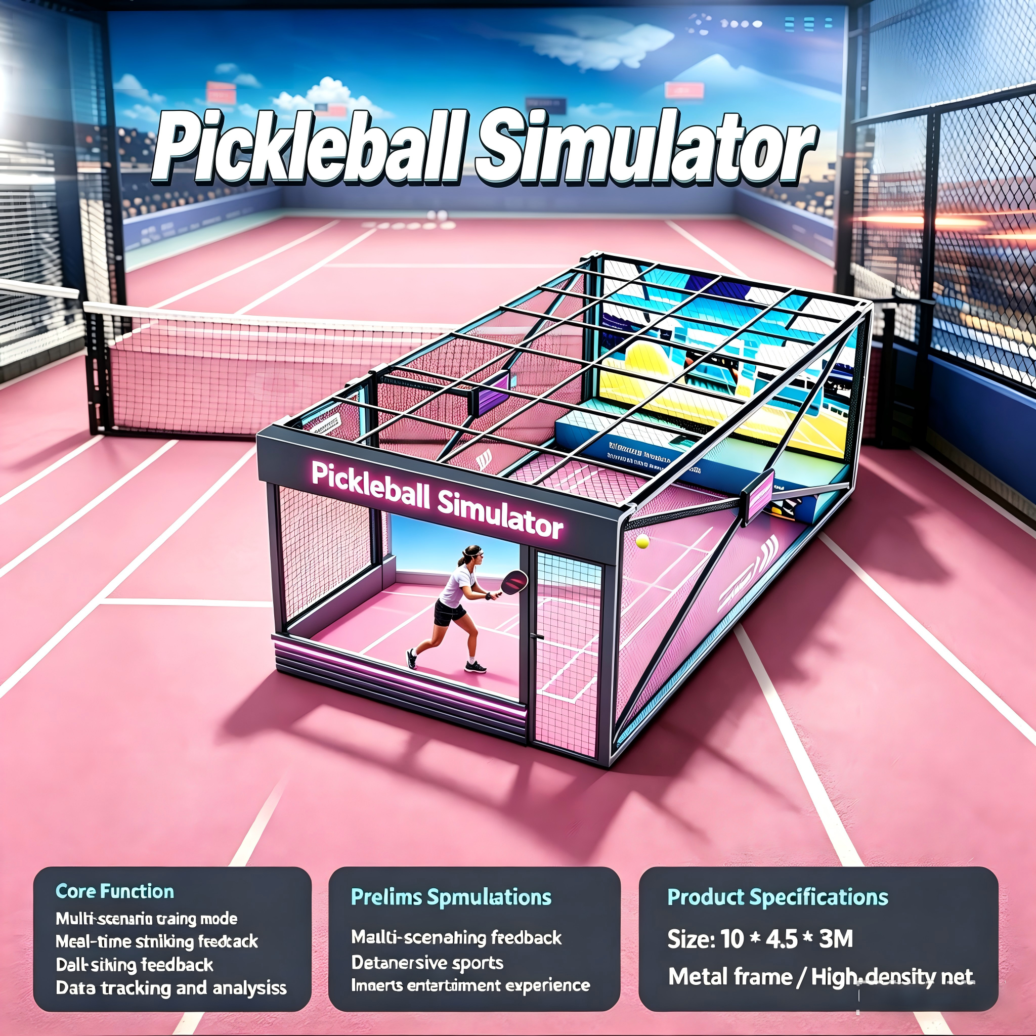 LJSportsTech Pickleball Simulator Machine | Interactive Indoor Sports Simulator for Entertainment Center/ Sports Center